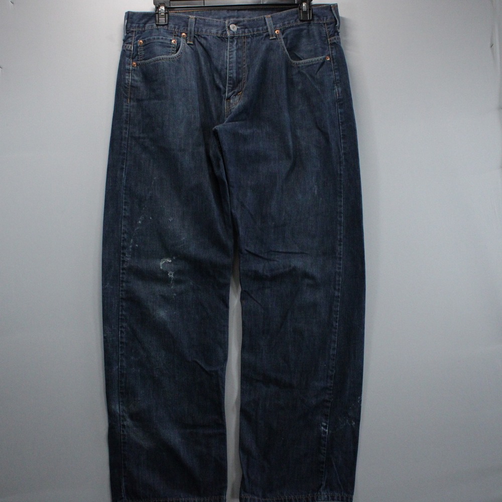 Levis Mens Wide Leg Skater Jeans Dark Y2K Baggy Denim 36x34 Distress Streetwear